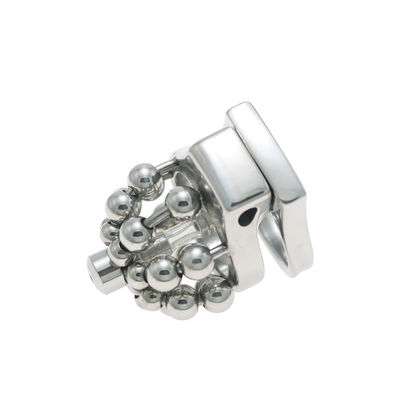 Beaded Metal Chastity Cage with Removable Urethral Catheter Penis Massage Cock Lock