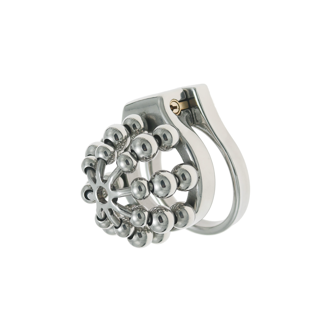 Beaded Metal Chastity Cage with Removable Urethral Catheter Penis Massage Cock Lock