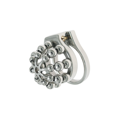 Beaded Metal Chastity Cage with Removable Urethral Catheter Penis Massage Cock Lock