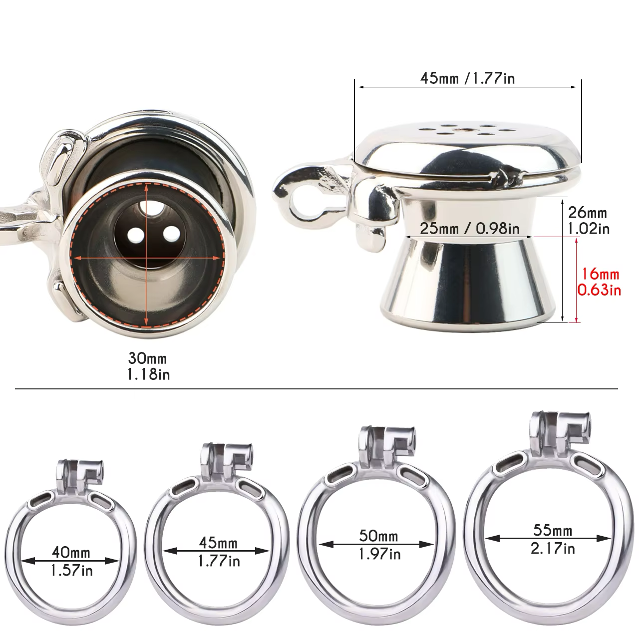 Urethral Inverted Chastity Cage with Detachable Anal Plug Negative Cock Cage for Dual Chastity Play