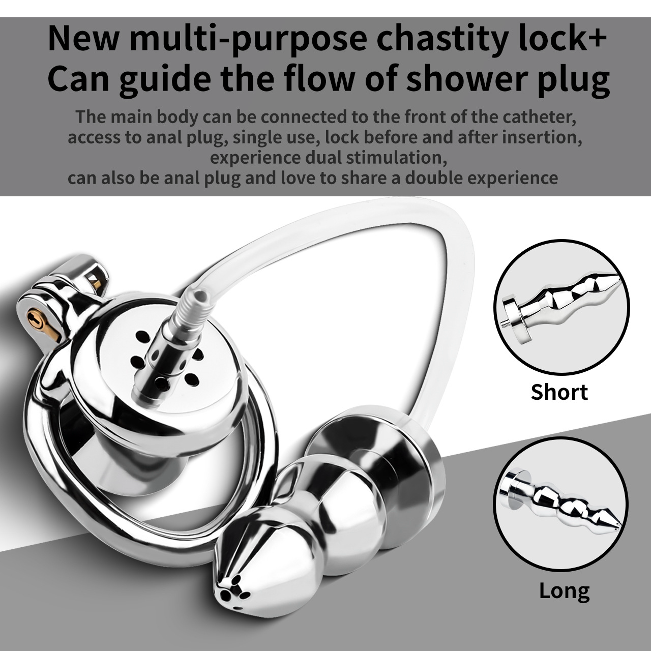 Urethral Inverted Chastity Cage with Detachable Anal Plug Negative Cock Cage for Dual Chastity Play