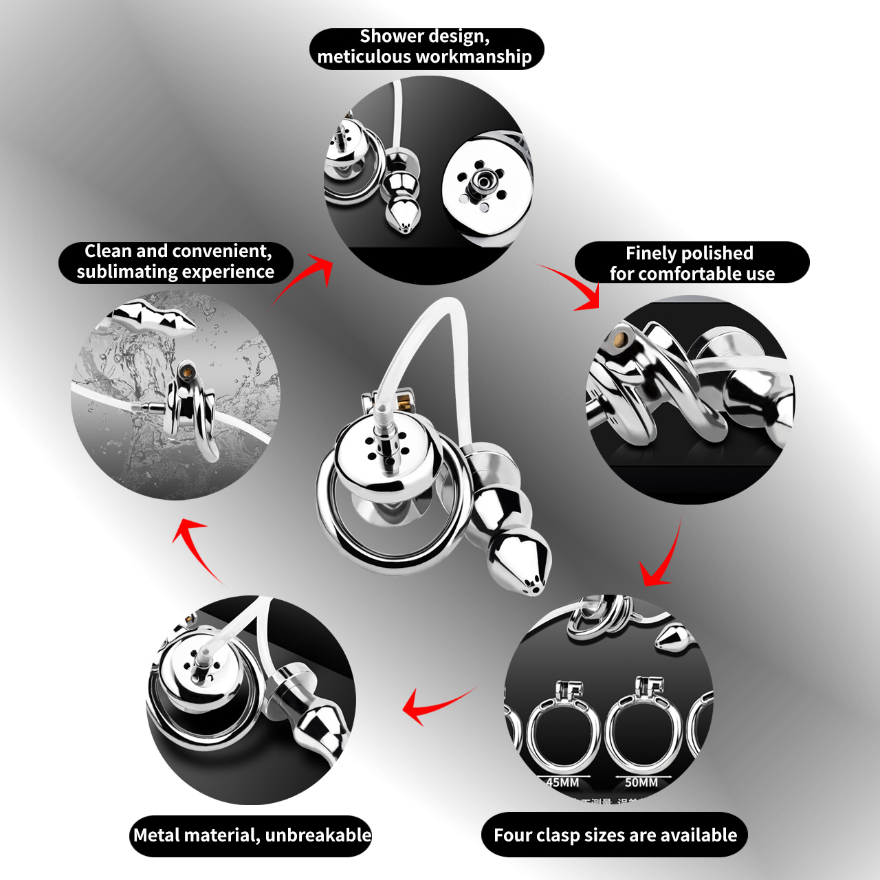 Urethral Inverted Chastity Cage with Detachable Anal Plug Negative Cock Cage for Dual Chastity Play