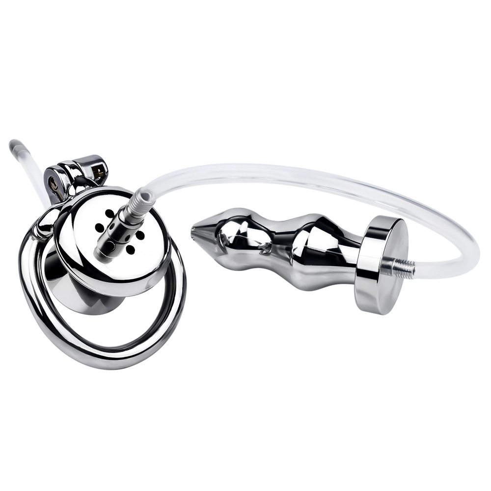 Urethral Inverted Chastity Cage with Detachable Anal Plug Negative Cock Cage for Dual Chastity Play