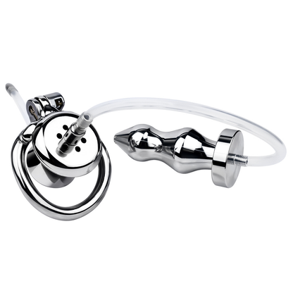 Urethral Inverted Chastity Cage with Detachable Anal Plug Negative Cock Cage for Dual Chastity Play