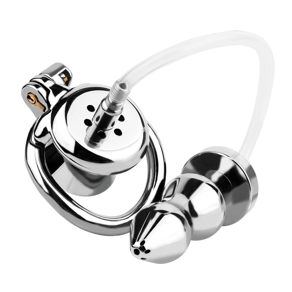 Urethral Inverted Chastity Cage with Detachable Anal Plug Negative Cock Cage for Dual Chastity Play