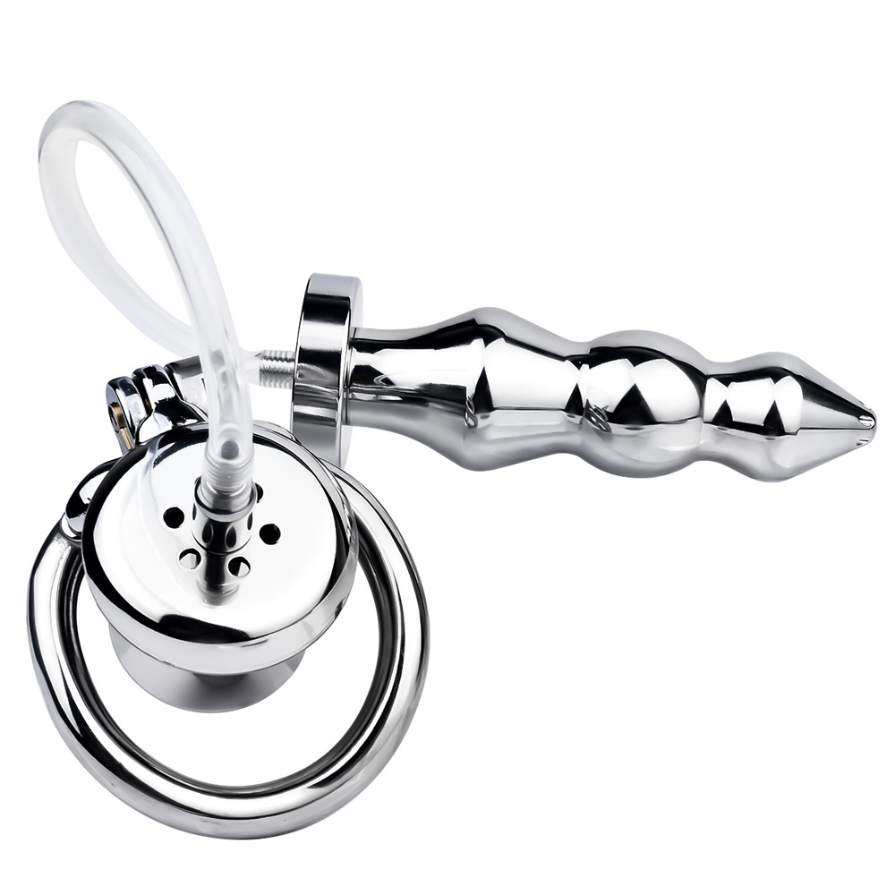 Urethral Inverted Chastity Cage with Detachable Anal Plug Negative Cock Cage for Dual Chastity Play