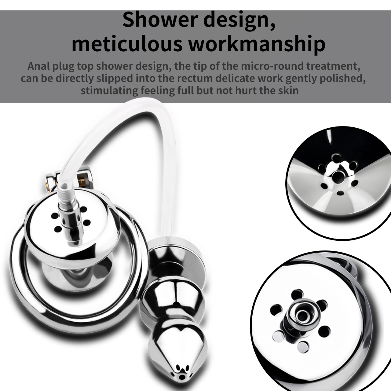 Urethral Inverted Chastity Cage with Detachable Anal Plug Negative Cock Cage for Dual Chastity Play