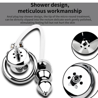 Urethral Inverted Chastity Cage with Detachable Anal Plug Negative Cock Cage for Dual Chastity Play