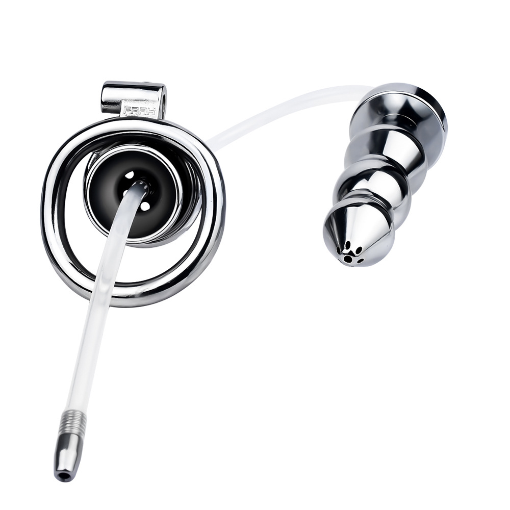 Urethral Inverted Chastity Cage with Detachable Anal Plug Negative Cock Cage for Dual Chastity Play