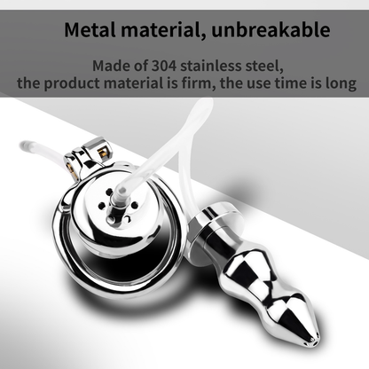 Urethral Inverted Chastity Cage with Detachable Anal Plug Negative Cock Cage for Dual Chastity Play