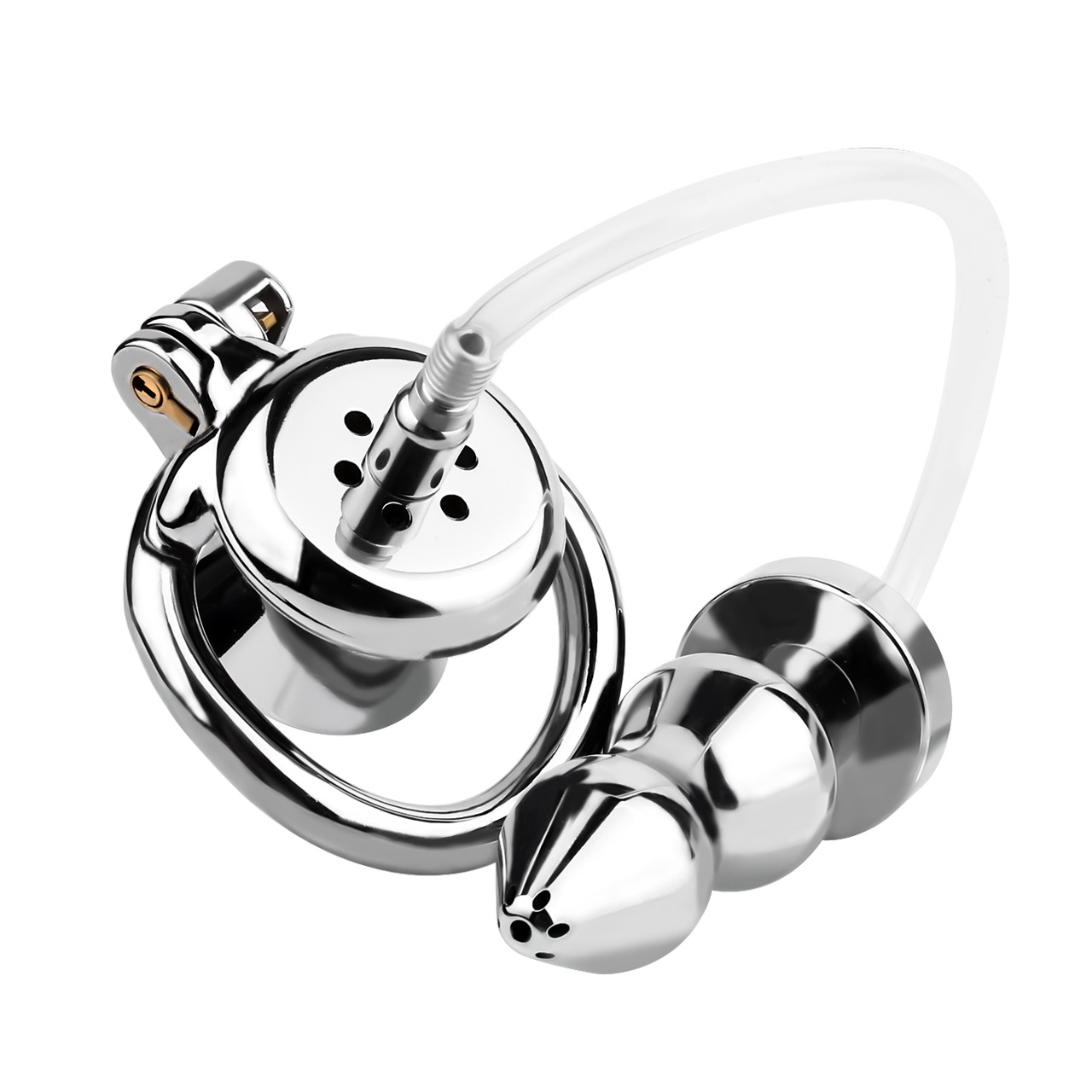 Urethral Inverted Chastity Cage with Detachable Anal Plug Negative Cock Cage for Dual Chastity Play