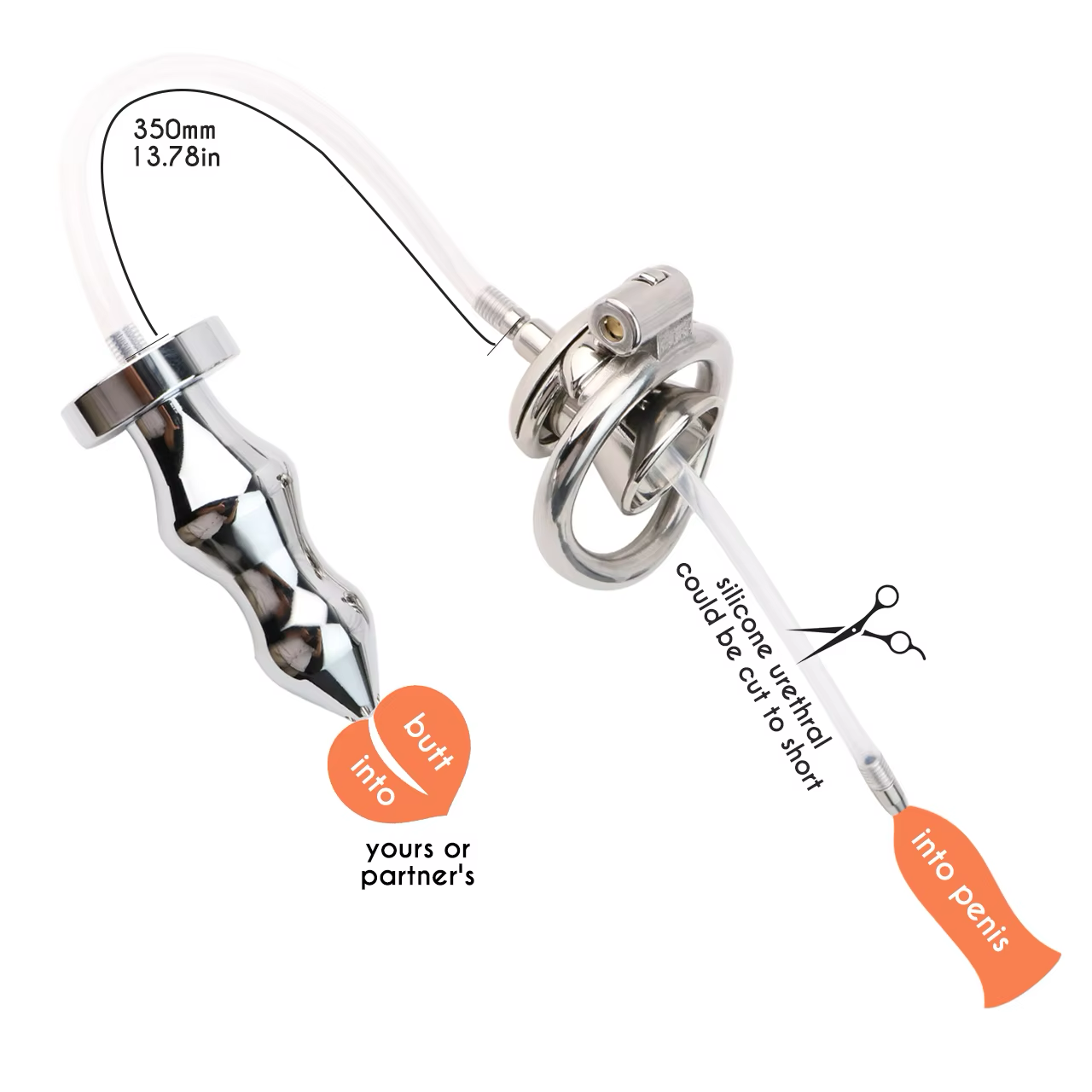 Urethral Inverted Chastity Cage with Detachable Anal Plug Negative Cock Cage for Dual Chastity Play