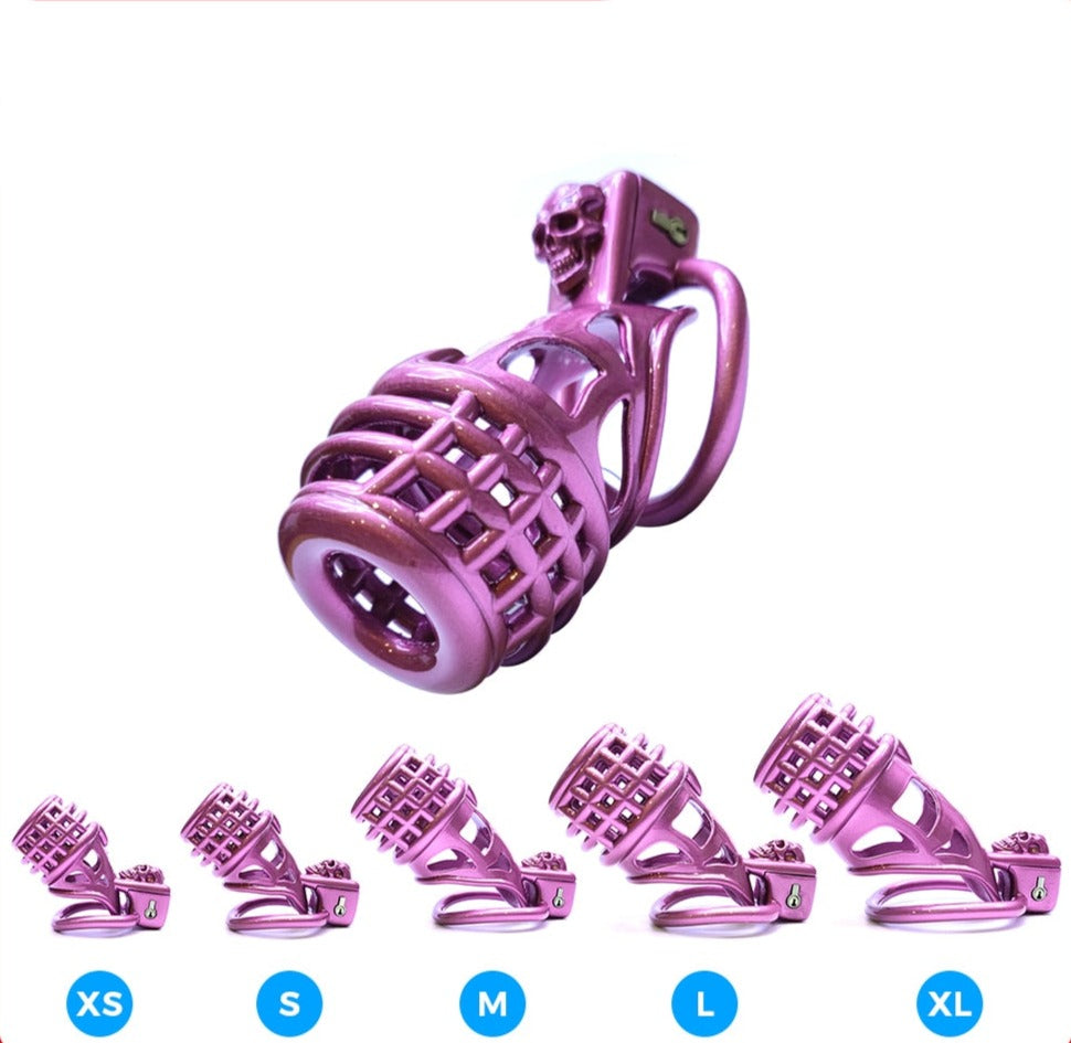 Purple 3D printed Chastity Cage with 2 Penis Rings - KeepMeLocked