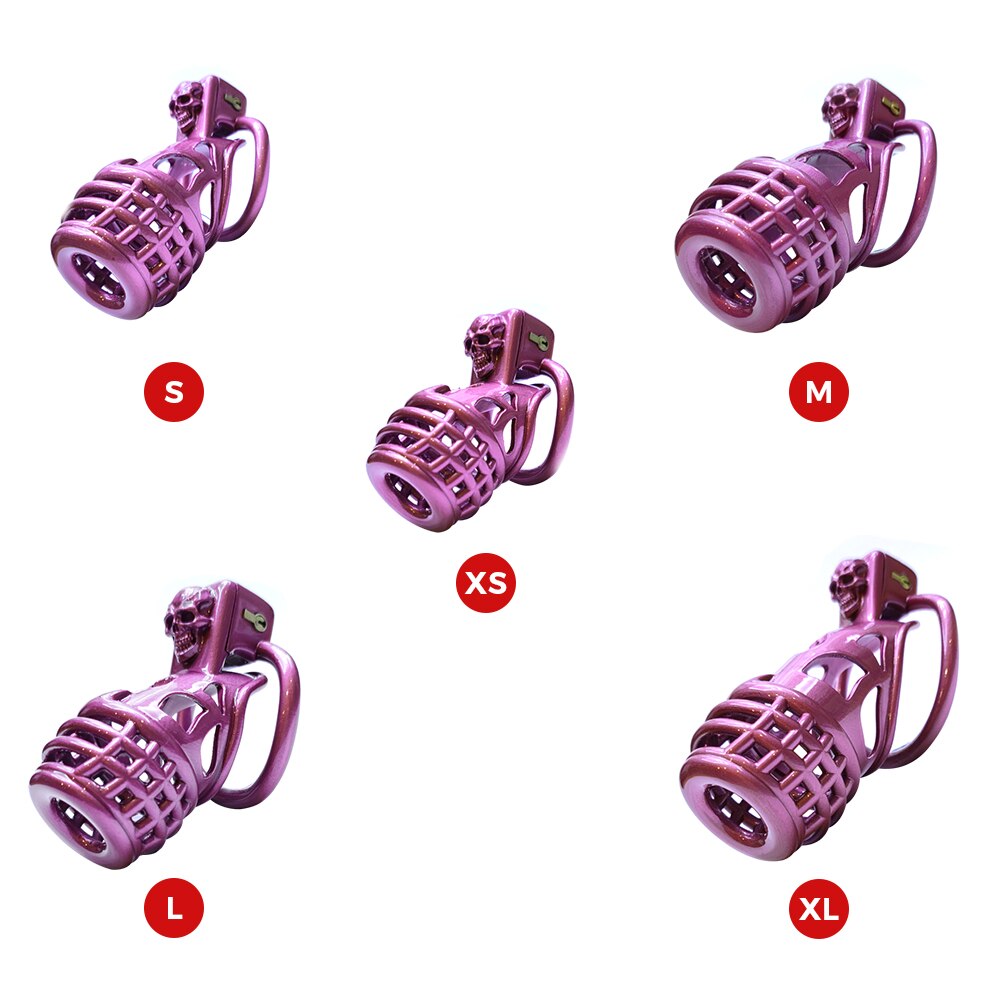 Purple 3D printed Chastity Cage with 2 Penis Rings - KeepMeLocked