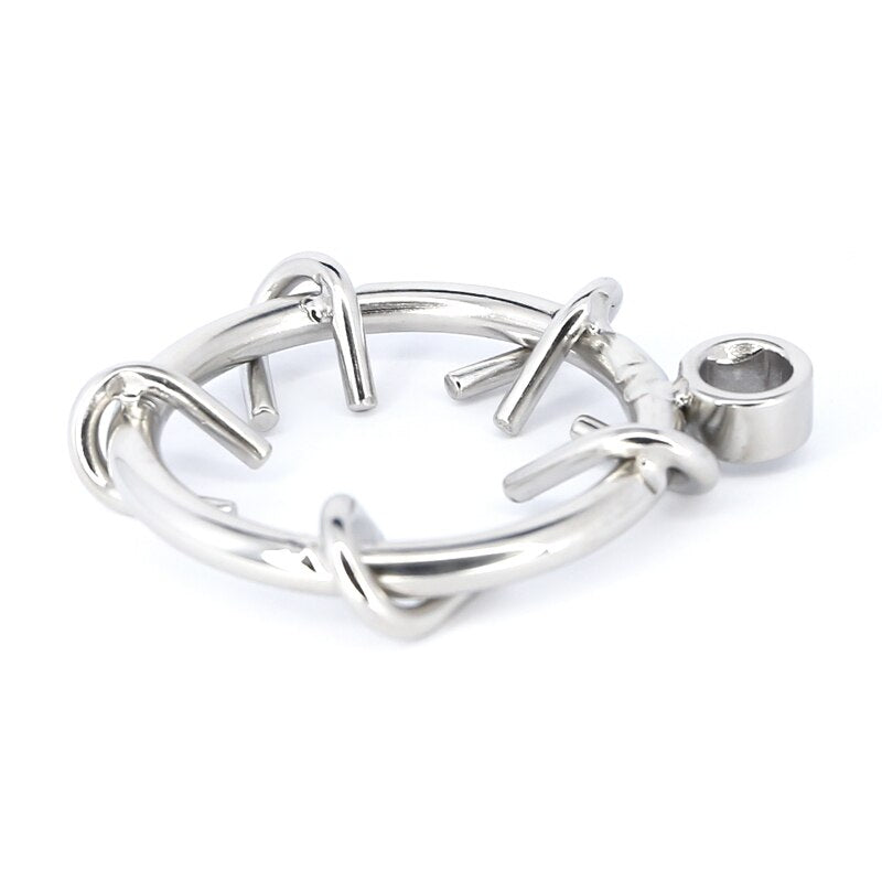 Spiked Chastity Cage For Men - Metal Flat Cock Cage Super Small - KeepMeLocked