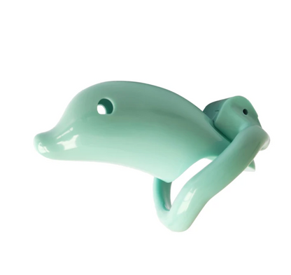 Dolphin Plastic Chastity Cage For Men with Breathable Holes and 4 Penis Rings - PinkChastity