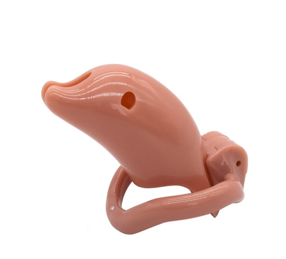 Dolphin Plastic Chastity Cage For Men with Breathable Holes and 4 Penis Rings - PinkChastity