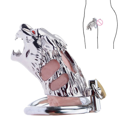 Metal Tiger Chastity Cage with Penis Lock - KeepMeLocked