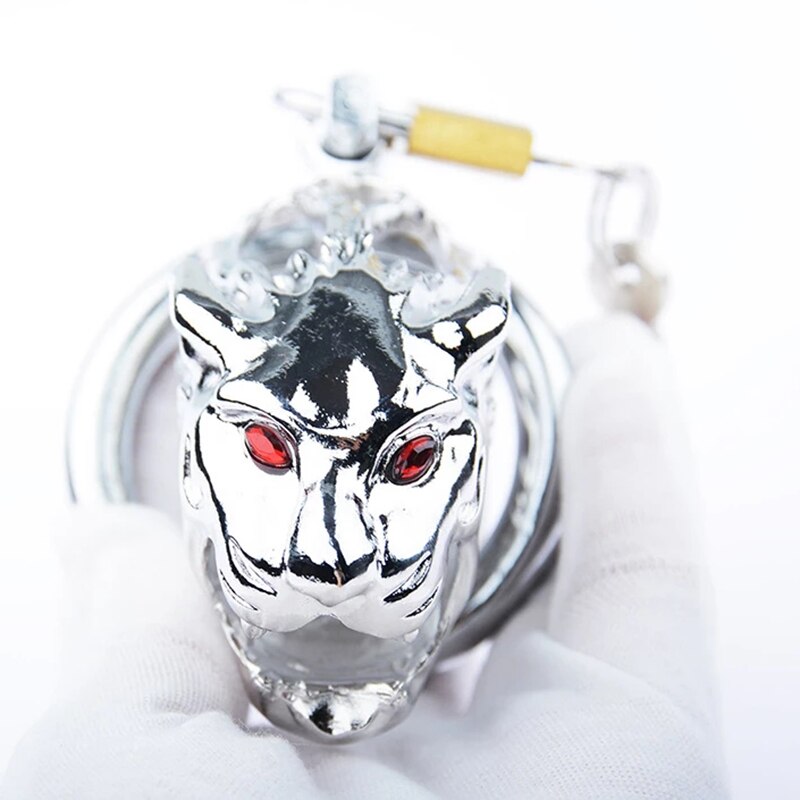 Metal Tiger Chastity Cage with Penis Lock - KeepMeLocked