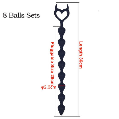 Long Anal Beads Butt Plug | Silicone Anal Stimulator Balls Prostate Massager Butt plug for Adults - KeepMeLocked