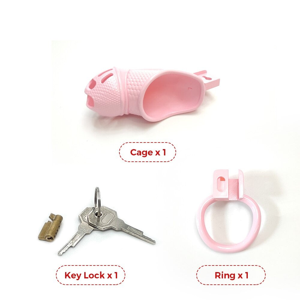 Pink Chastity Cage - BDSM Chastity Device For Sissy Slave and LadyBoy - KeepMeLocked