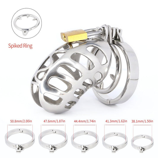 Metal Cock Cage with Spiked Penis Ring - Chastity Cage For Men - KeepMeLocked