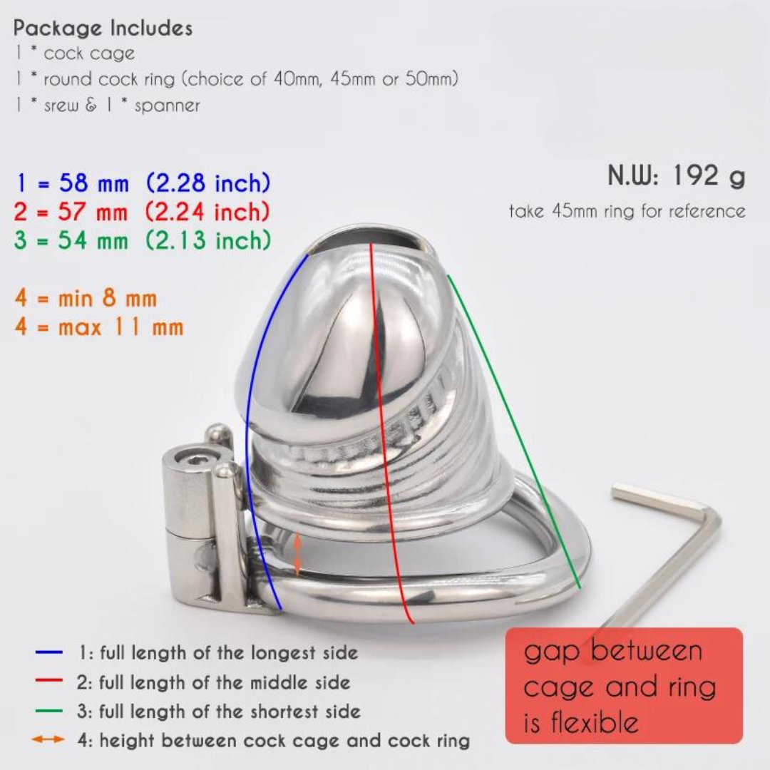 Dick Shape Small Metal Cock Cage For Men