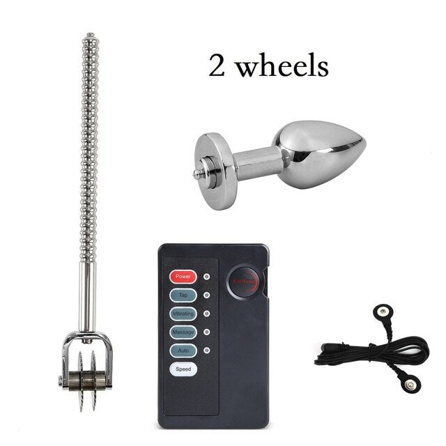 Electric Shock Stimulation Device Set | Metal Anal Butt Plug Pinwheel Roller - KeepMeLocked