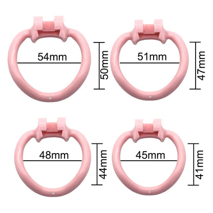 Dolphin Plastic Chastity Cage For Men with Breathable Holes and 4 Penis Rings - PinkChastity