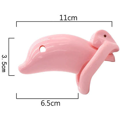 Dolphin Plastic Chastity Cage For Men with Breathable Holes and 4 Penis Rings - PinkChastity