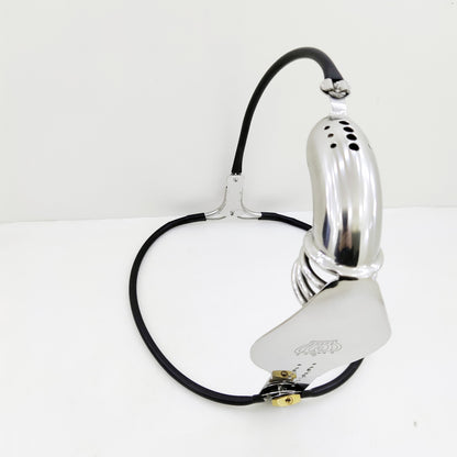 Stainless Steel Cock Shield Chastity Belt with Shit Hole - Black - KeepMeLocked