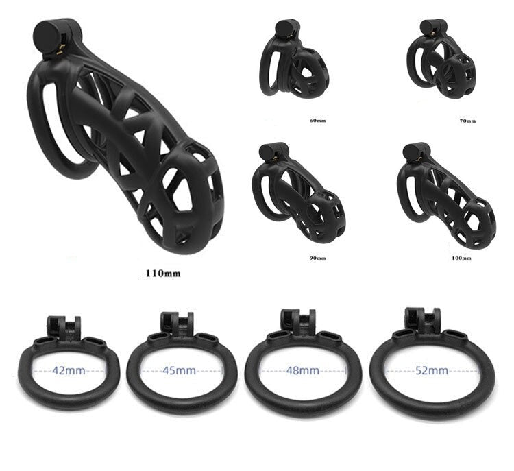 3D Printed Black Chastity Cage For Men BDSM cock cage - KeepMeLocked