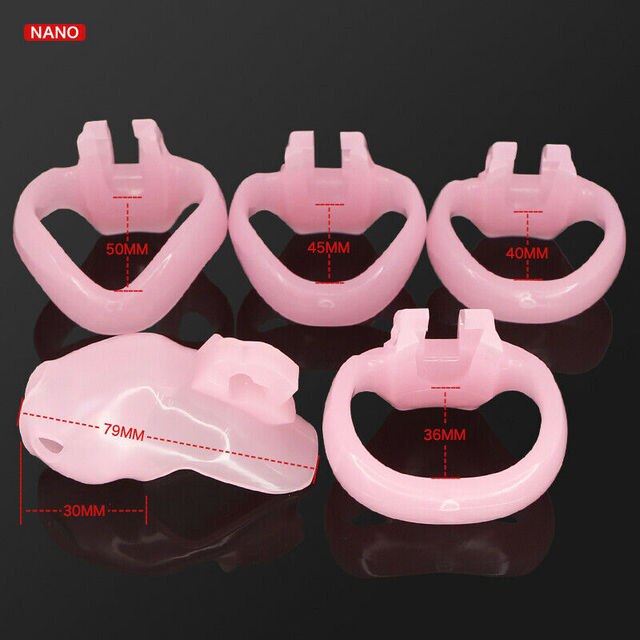 BDSM Male Resin Chastity Cock Cage Device with 4 Penis Rings Set HTV4 - KeepMeLocked