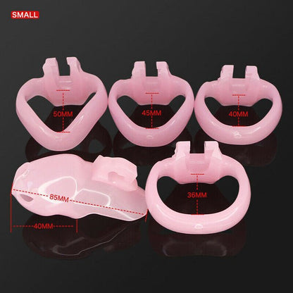 BDSM Male Resin Chastity Cock Cage Device with 4 Penis Rings Set HTV4 - KeepMeLocked