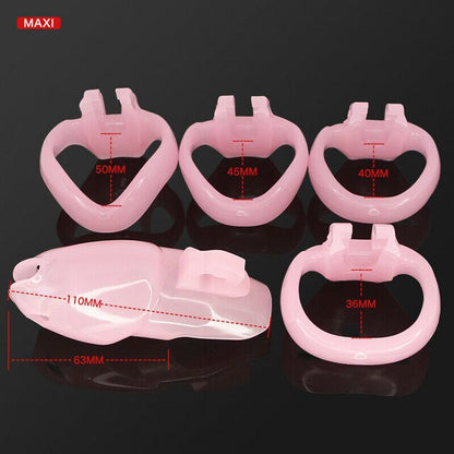 BDSM Male Resin Chastity Cock Cage Device with 4 Penis Rings Set HTV4 - KeepMeLocked