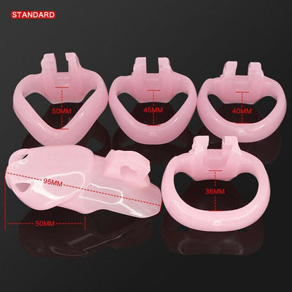 BDSM Male Resin Chastity Cock Cage Device with 4 Penis Rings Set HTV4 - KeepMeLocked