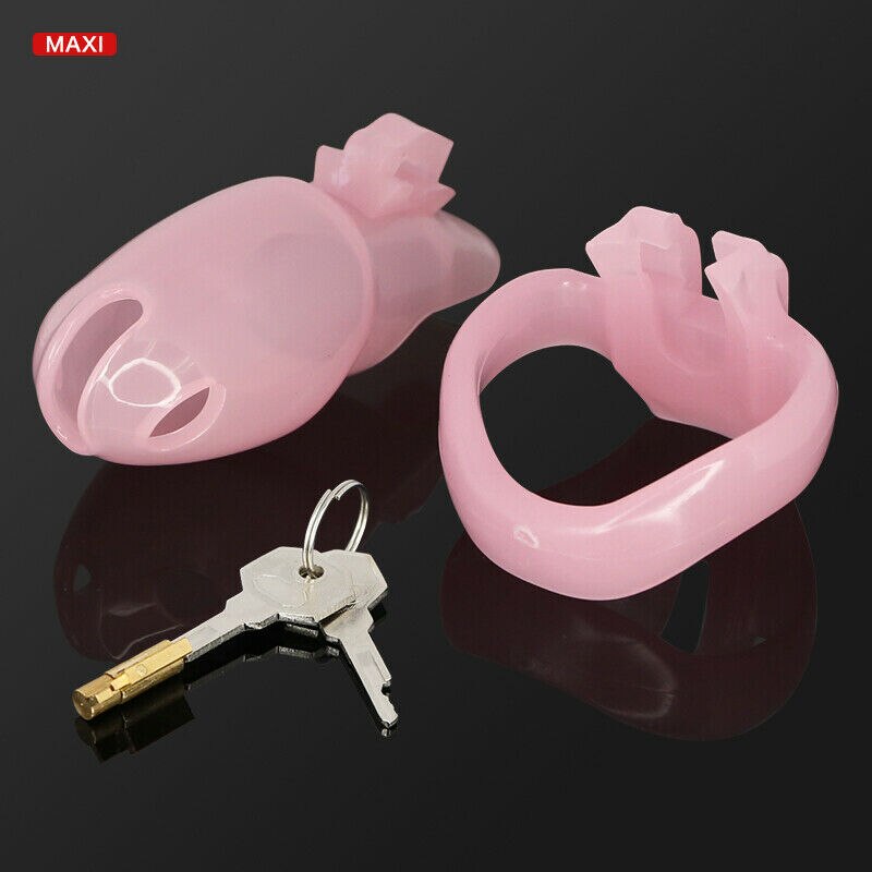 BDSM Male Resin Chastity Cock Cage Device with 4 Penis Rings Set HTV4 - KeepMeLocked