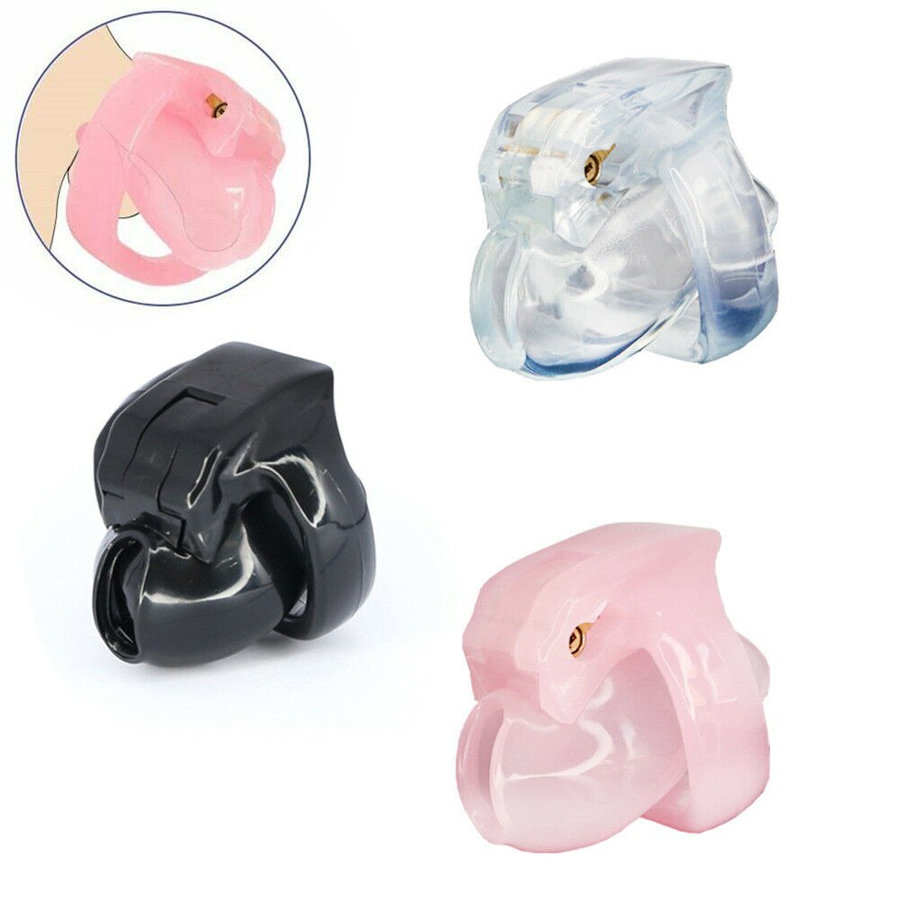 Resin small Chastity Cage with 4 Penis Rings- BDSM Bondage Lock For Men - KeepMeLocked