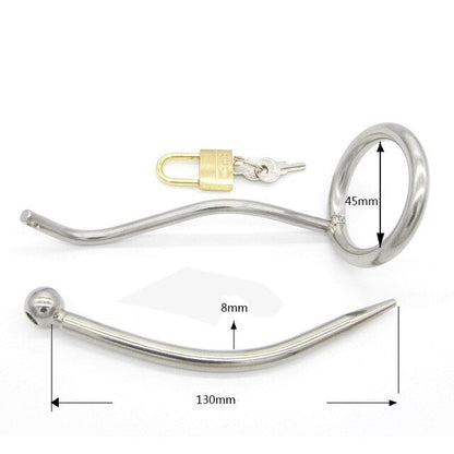 Metal Chastity Cage with Catheter For Men - Penis Ring Plug - KeepMeLocked