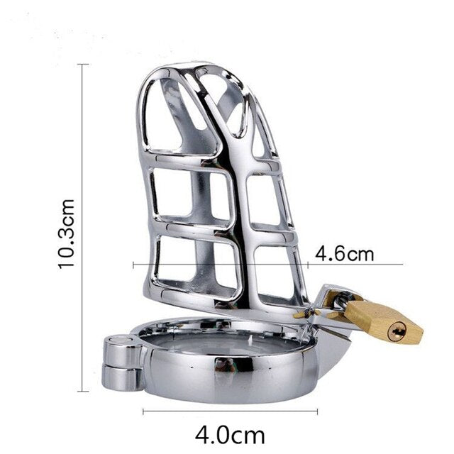 Metal Chastity Cage with Lock - Stainless Steel Penis Restraint Sex Toys for Men - KeepMeLocked