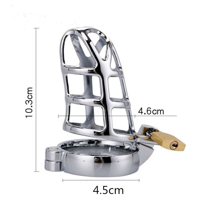 Metal Chastity Cage with Lock - Stainless Steel Penis Restraint Sex Toys for Men - KeepMeLocked