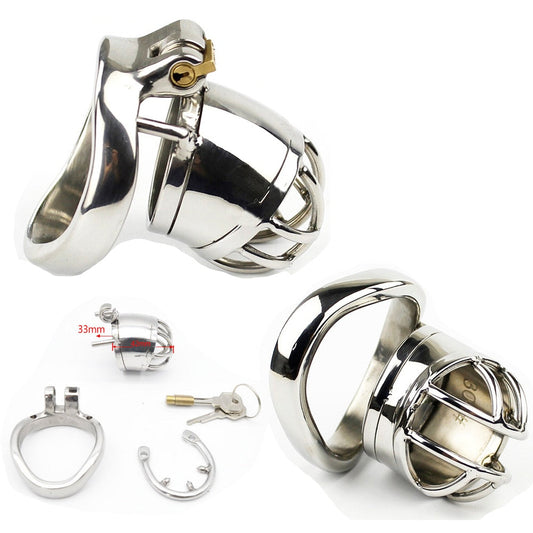 Metal Chastity Cage For Men - Stainless Steel Lockable Cock Cage with Anti-drop Loop Penis Ring - KeepMeLocked
