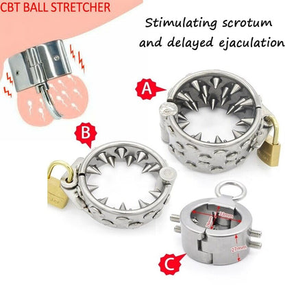 Spiked Chastity Cage Male Stainless Steel Metal Cock Ring - Teeth Penis Ring - KeepMeLocked