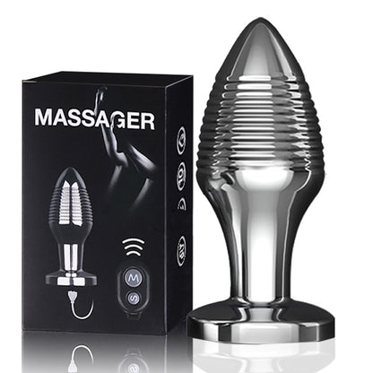 Metal wireless remote control anal plug wave pattern vibrator charging sex toy - KeepMeLocked