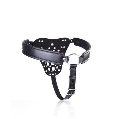 PU Leather Male Sexy Chastity Bondage and Chastity Underwear - Lock Adult Erotic Penis Cage Cock Rings - KeepMeLocked