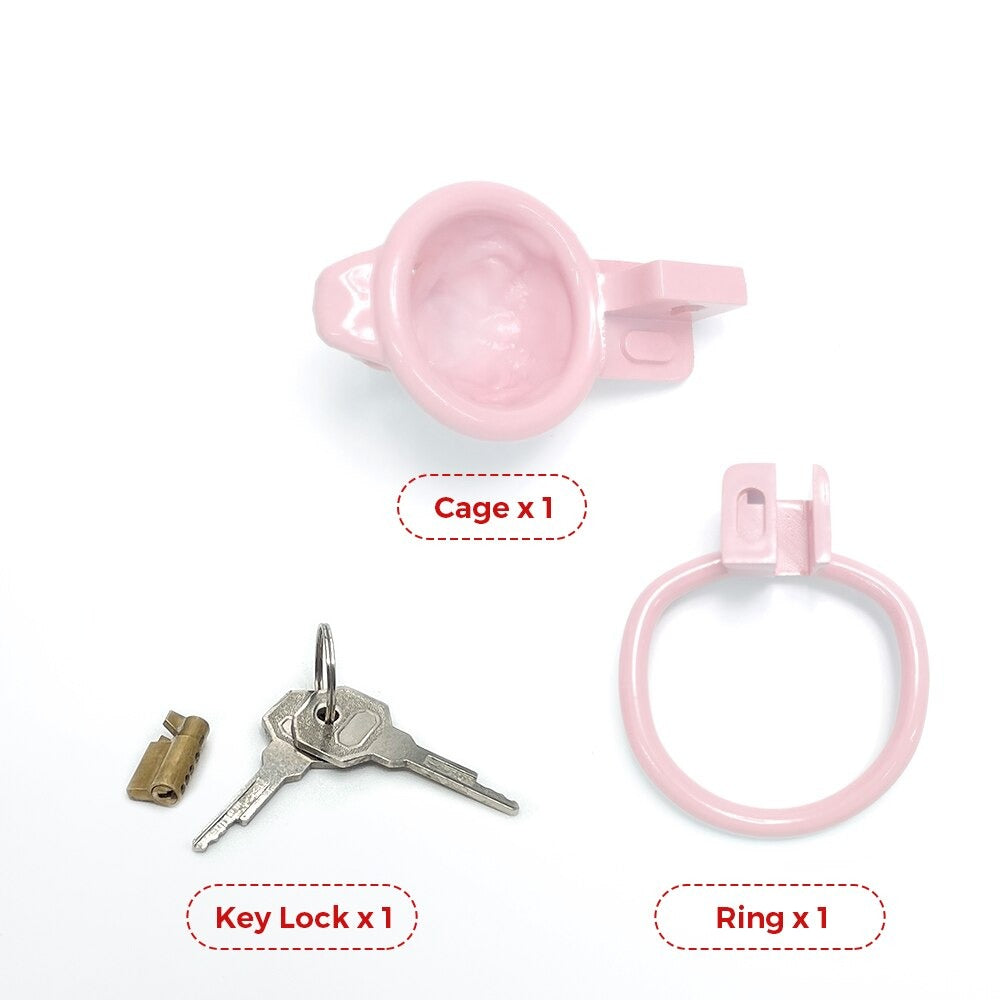 Pink Tiger Small Chastity Cage For Sissy - KeepMeLocked