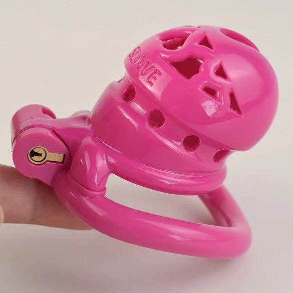 Pink Plastic Chastity Cage BDSM Toy Chastity Device For Sissy