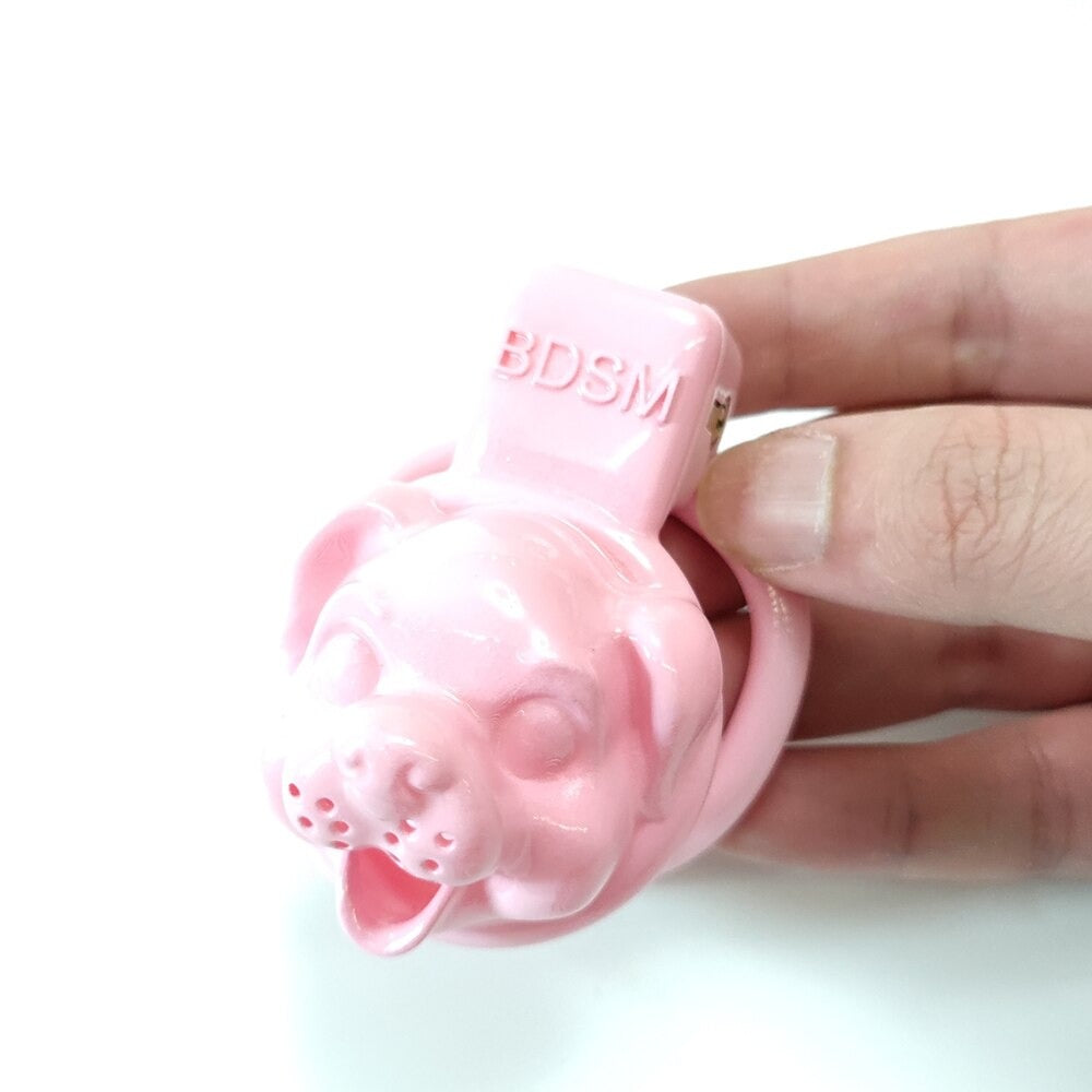 Pink Dog Chastity Cage For Sissy - Super Small Cock Cage - KeepMeLocked