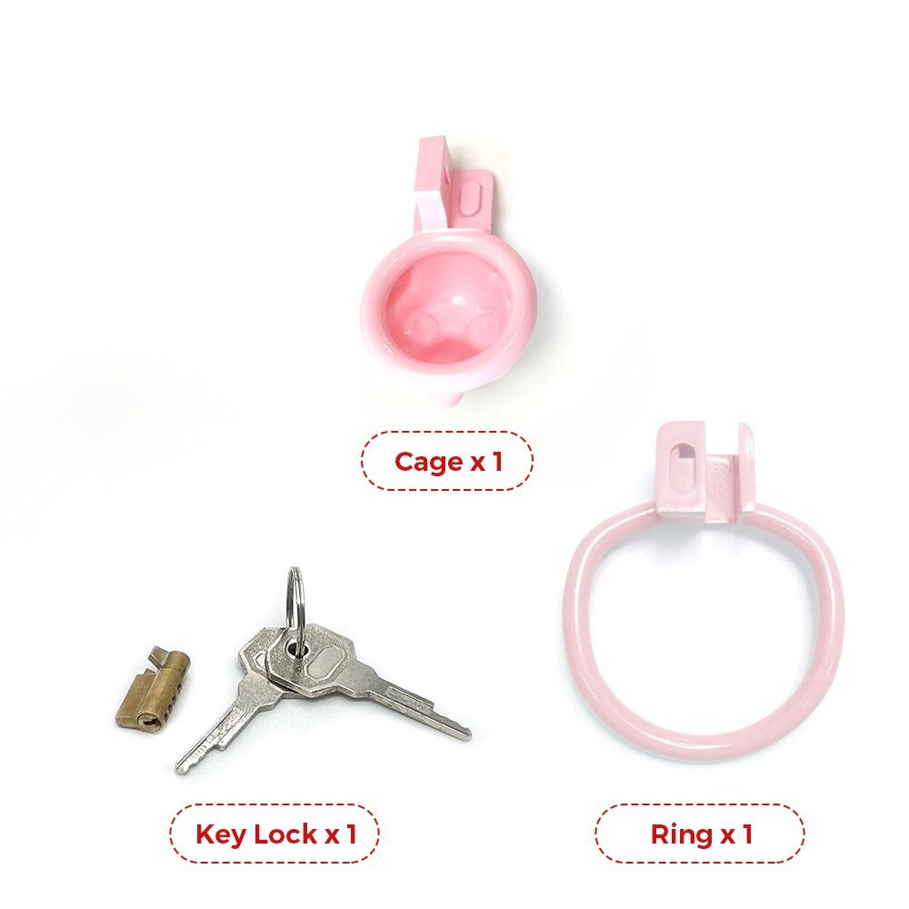 Pink Dog Chastity Cage For Sissy - Super Small Cock Cage - KeepMeLocked