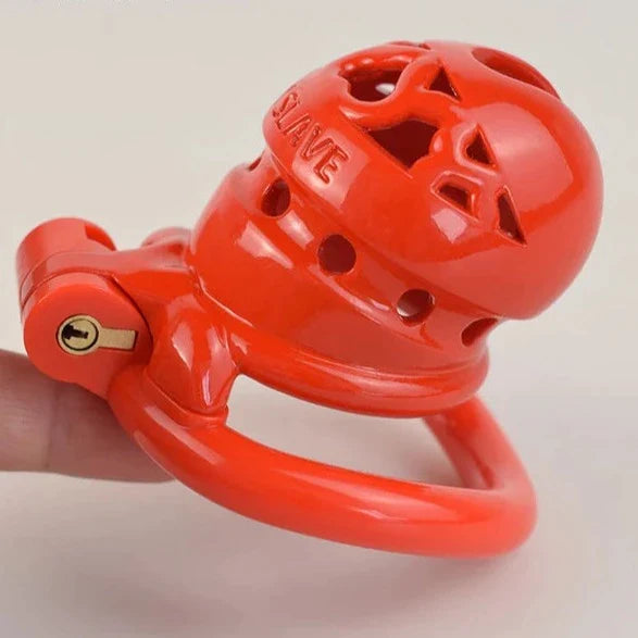 Red Plastic Chastity Cage with 4 Sizes Penis Rings Micro Sex Slave BDSM Toy Chastity Device